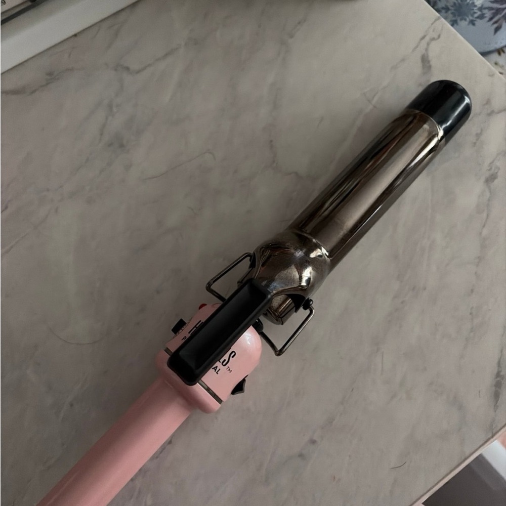 Ceramic Pink Curling Iron with Clamp - Women Hair Tool